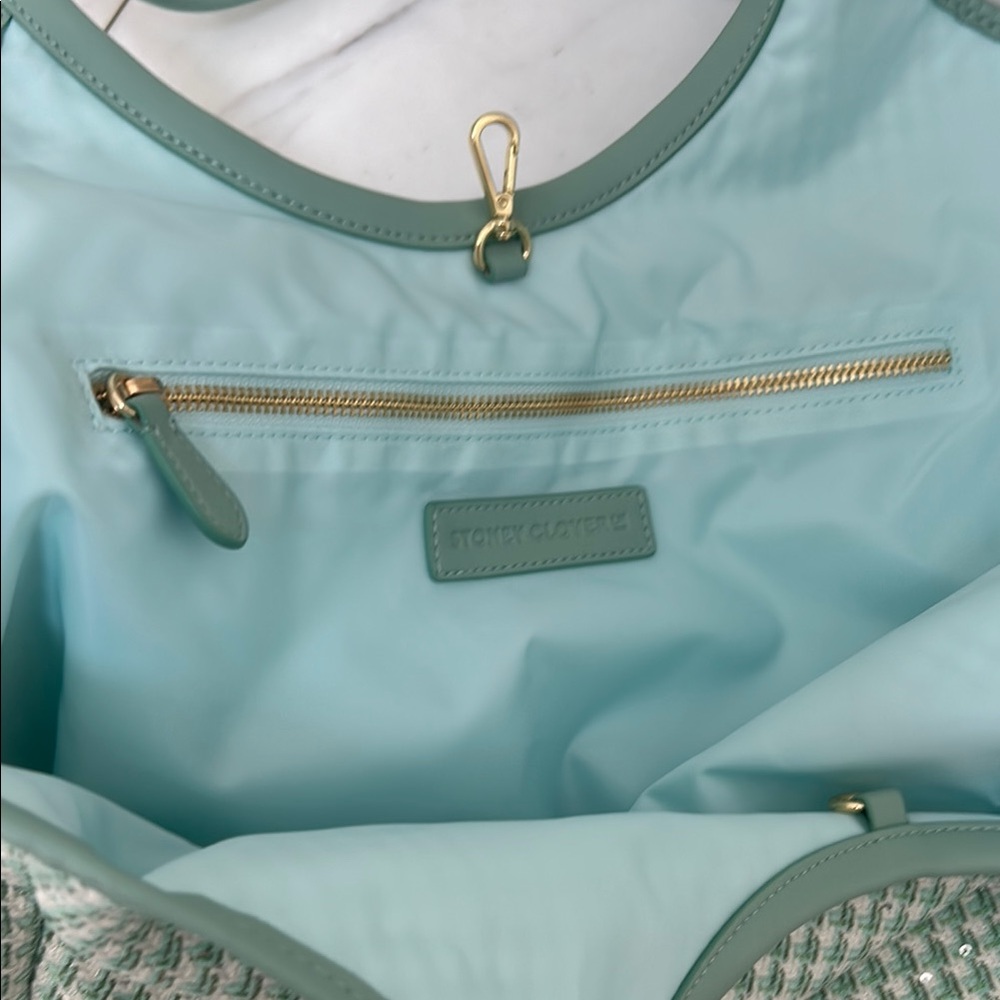 Stoney Clover Lane Scoop Tote-Tweed-Mint-Cherry on Top Collection. - Picture 5 of 9